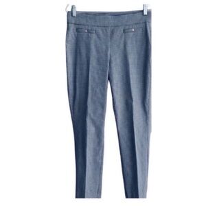 Anne Klein Pull-on Ankle Pants Gingham Tailored Navy Blue White Size 6
